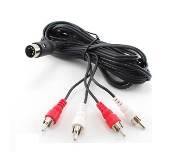 1024 DIN CABLE MALE 5 PINS TO 4 RCA MALE 1m