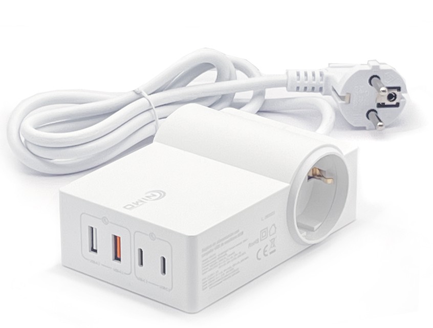 REGLETA DE ALIMENTACION 2 ENCHUFES Y 4 USB 65W