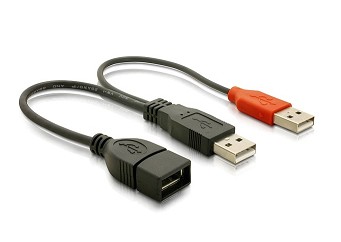 CABLE 1 USB MACHO a 2 USB MACHO Y HEMBRA 20cm