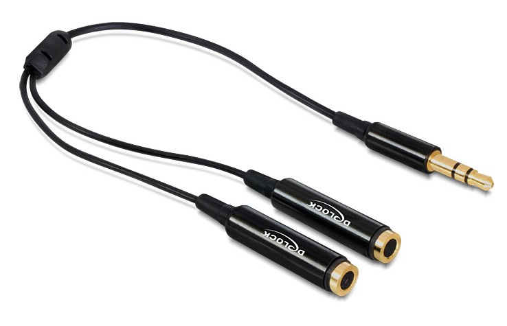 Cable adaptador de audio jack estéreo macho de 3.5 mm - 2 RCA hembra de  0.20 m en color negro - DJMania