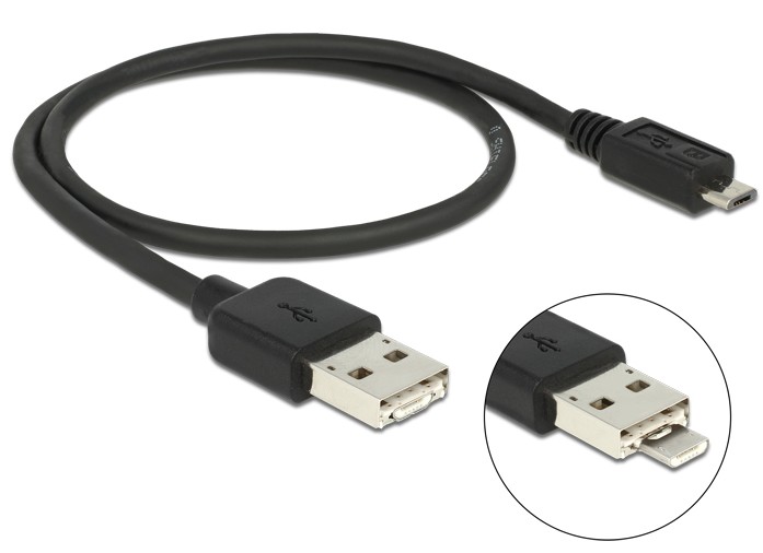 CABLE USB MACHO A MICRO USB OTG CON ALIMENTACION 50cm