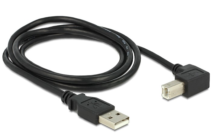 CABLE USB 2.0 MACHO A USB B MACHO ACODADO 1m