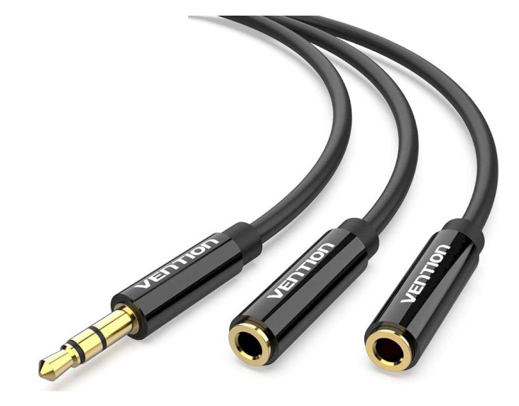 CABLE JACK 3.5mm MACHO A 2 HEMBRAS ESTEREO 30cm
