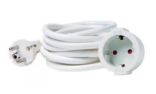 Cable Alargador de Enchufe Schuko 3 Metros Cable 3x1,5mm Prolongador Blanco