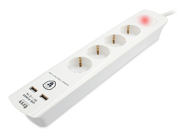 Regleta de 4 Enchufes y 2 USB con Interruptor - Cetronic