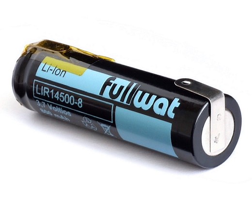 BATERIA LITIO LIR 14500 AA 3.7V 800mAh CON TERMINALES