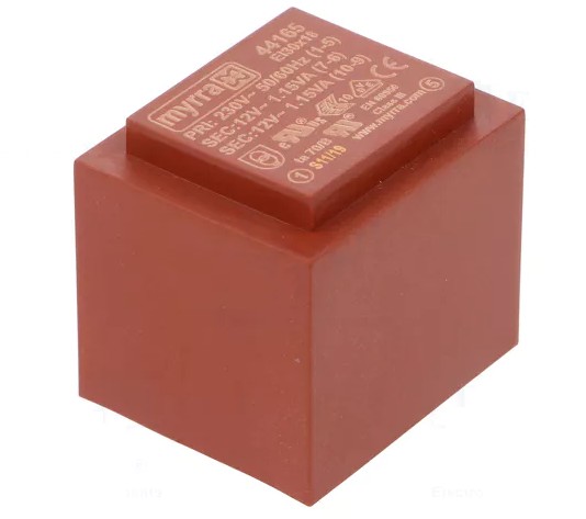 44165 TRANSFORMADOR ENCAPSULADO MYRRA PCB 2x12V 2.3VA
