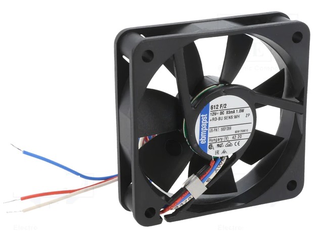 612F/2 EBM-PAPST FAN 12V DC 60x60x15 mm 3 WIRES