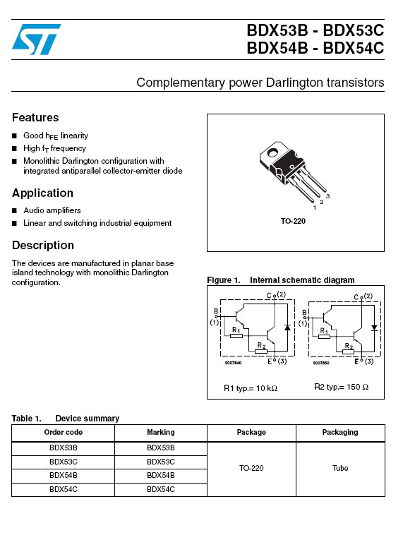 BDX 53C Transistor NDARL 100V 8A 60W BDX53C 