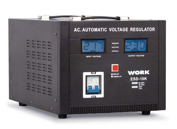 Estabilizador automático de voltaje,Regulador de voltaje monofásico de  2000VA 220V,Relé de inteligencia LCD de uso doméstico de doble salida de  110V