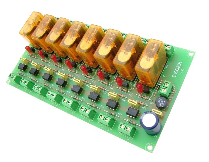 T-6 MODULO OPTOCOPLADO CON 8 SALIDAS A RELE