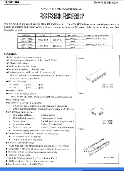 INTEGRATED CIRCUIT TMP47C634N-2476 DIP-42