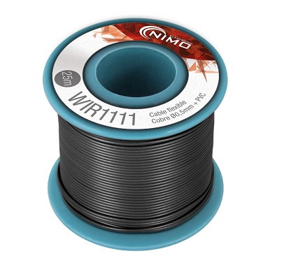 BOBINA CABLE FLEXIBLE 0.5mm NEGRO 25m