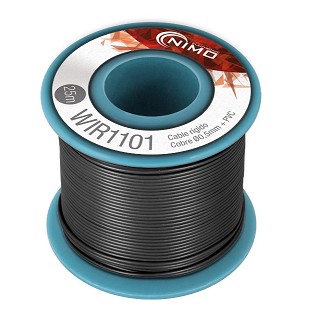 BOBINA CABLE RIGIDO 0.5mm NEGRO 25m