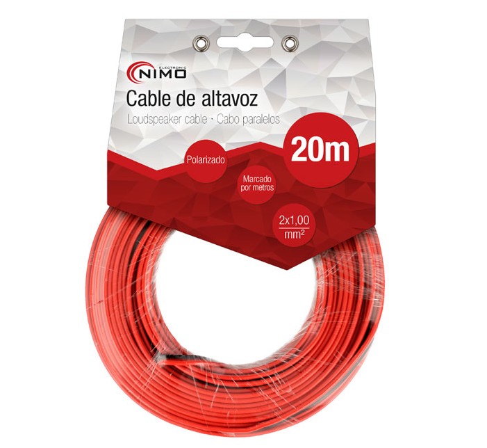 CABLE ALTAVOZ 2x1mm ROJO-NEGRO 20m