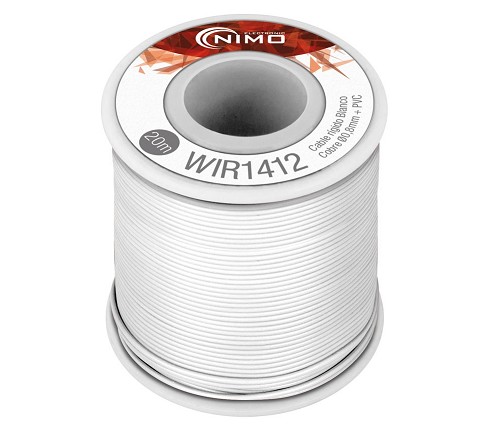 BOBINA CABLE RIGIDO 0.8mm BLANCO 20m