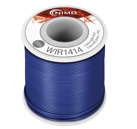 BOBINA CABLE RIGIDO 0.8mm AZUL 20m