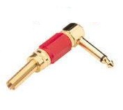 248 RED MALE 6.3mm JACK PLUG MONO GOLDED BENT