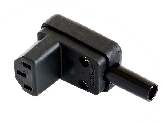 CONECTOR IEC320 HEMBRA AEREA ACODADA 3 POLOS