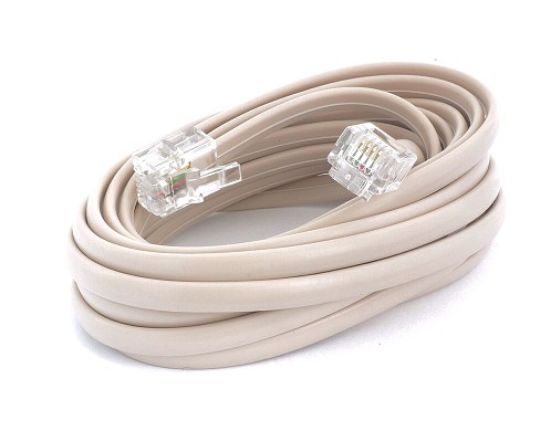 CABLE TELEFONICO PLANO MARFIL CON CONECTORES 2m