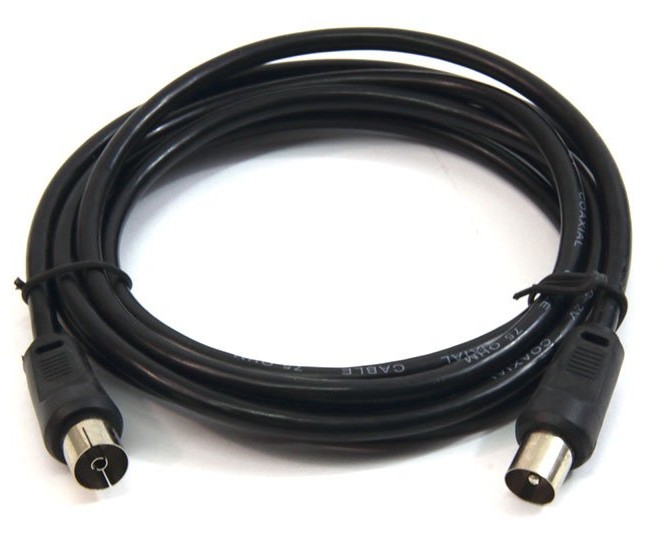 Cable antena de TV de 75 Ohm macho 2.5 M Negro