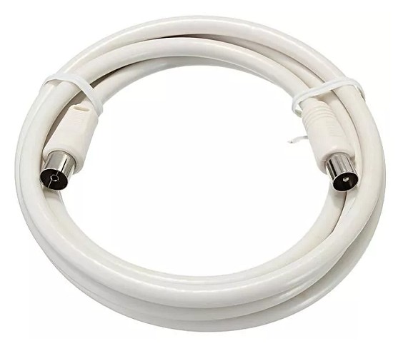 Cable de antena de TV macho / hembra de 9,5 mm, 3 m de LinQ - Blanco - Spain