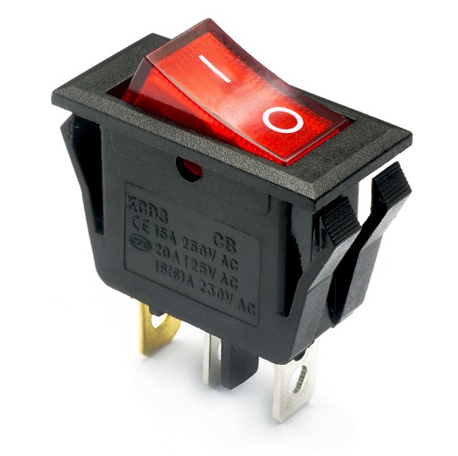 Interruptor Basculante 2P 2C - Estanco - Tecla Iluminada Roja