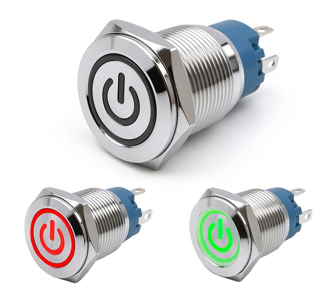 INTERRUPTOR ANTIVANDALICO 12V ROJO-VERDE IP65 19mm
