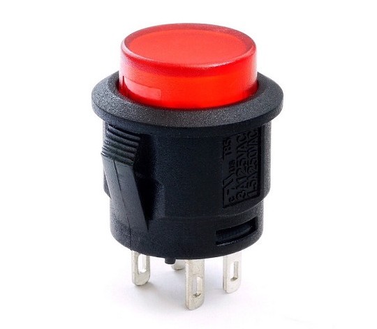 INTERRUPTOR LUMINOSO ROJO A PULSACION 12V