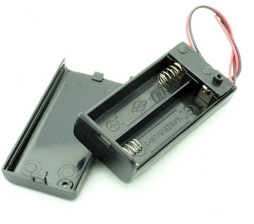 Porta pilas 2 Pilas AA con Tapa e Interruptor - MEGATRONICA