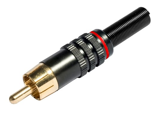 CONECTOR RCA MACHO ROJO CON PROTECTOR