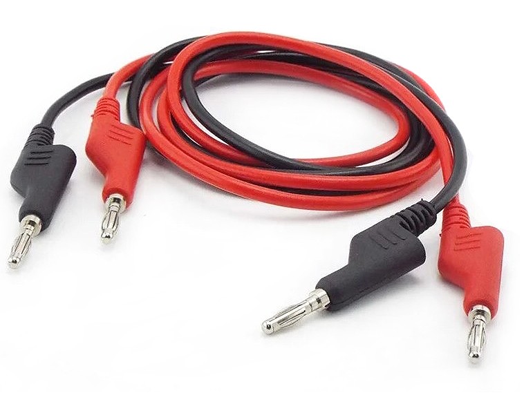 CABLES BANANA MACHO 4mm ROJO Y NEGRO 1m