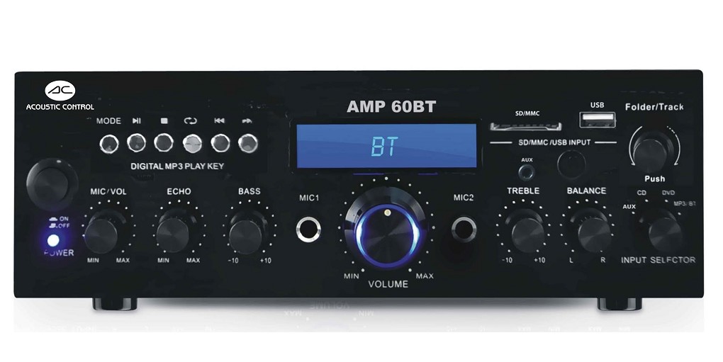 AMPLIFICADOR ESTEREO MP3 USB Y BLUETOOTH AMP60BT