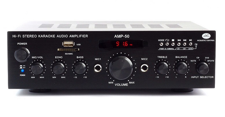 AMPLIFICADOR ESTEREO AMP50 CON USB MP3 Y FM