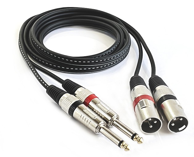 CABLE 2 XLR CANON MACHO A 2 JACK 6.3mm MACHO 1m