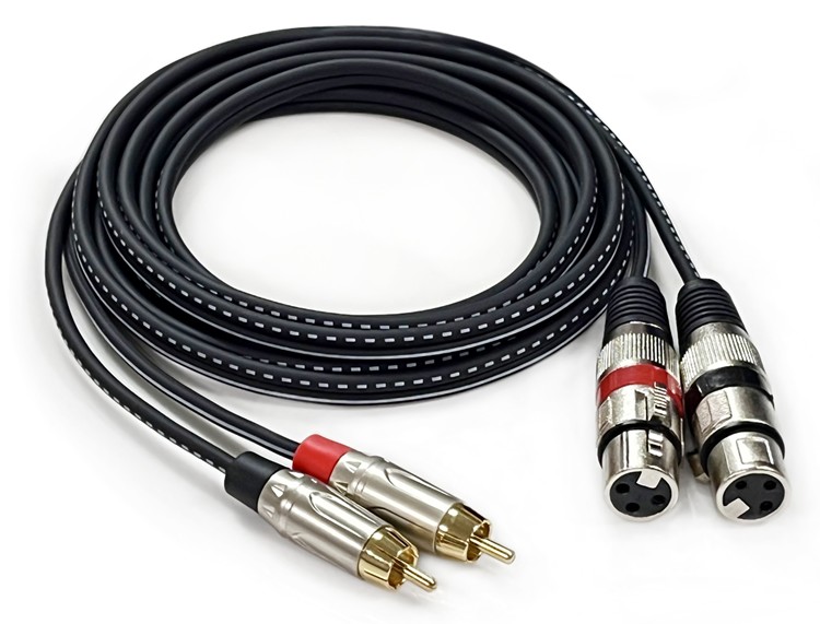 CABLE 2 XLR CANON HEMBRA A 2 RCA MACHO 5m
