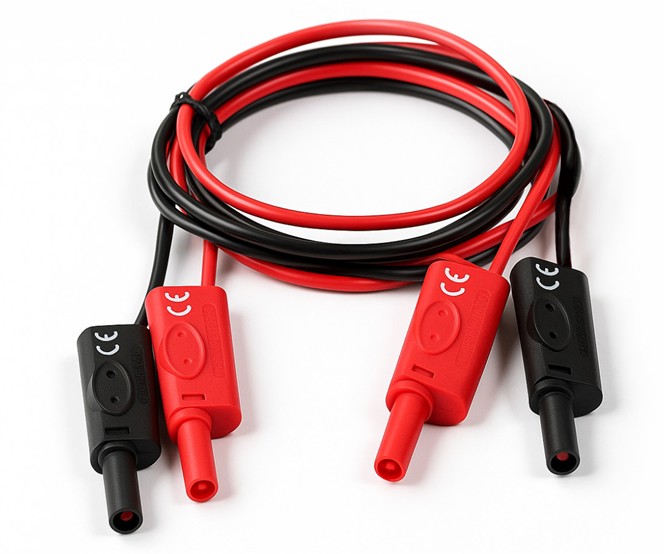 CABLES BANANA MACHO 4mm ROJO Y NEGRO 1.25m